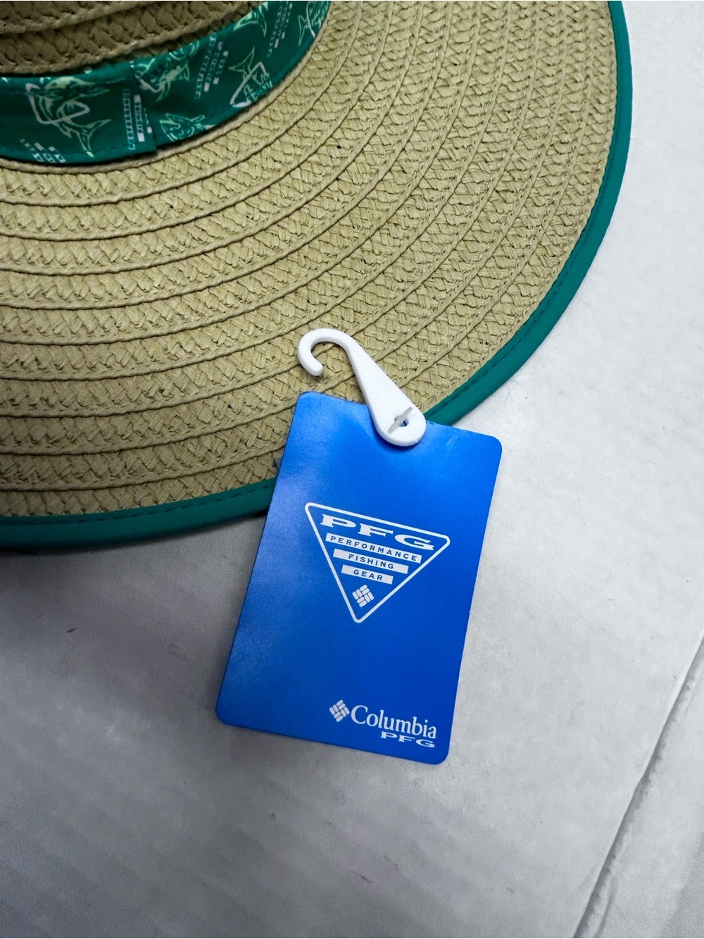 Performance Straw Sun Hat with Teal Trim unisex S/M - Picture 6 of 11